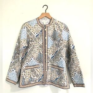 Appleseeds Quilted Jacket Reversible Button Down Cotton Bohemian Medium
